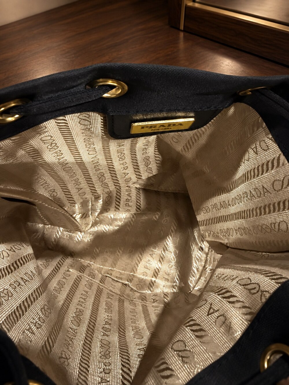 Prada Black Drawstring Makeup Bag | Drawstring Accessory Pouch - Picture 4 of 6